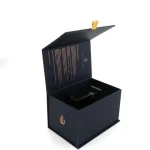 Custom Luxury Black Paper Perfume Gift Box Empty Bottles Essential Oil Fragrance Square Packaging Gift Perfume Box