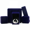 Custom made gift jewelry boxes velvet ring box dark blue luxury custom jewellery jewelry packaging box