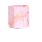 Custom office marble pattern table pen holder desktop organizer pen stand holder