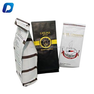 custom printing aluminum foil ground coffee beans side gusset packaging bags tin tie wholesale
