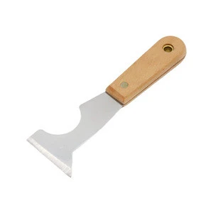Custom stainless steel paint scraper mirror polished beech wood handle putty knife