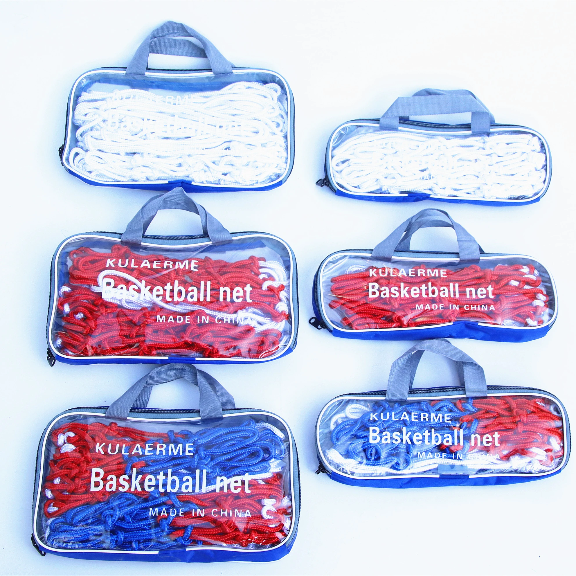 Customized Color 12 hooks Three color durable basketball hoop net With bag