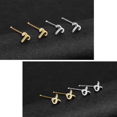 Buy Customized Nose Studs Nose Piercing Jewelry 12 Zodiac Sign Sterling