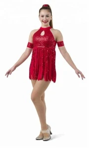 Customized red Women latin dance costume performance dance wear
