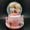 Decorative Lovely Resin Crafts Rotating Bear Snowball Love Snow Globe for Christmas Decoration