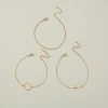 Designers Geometric Round Pearl 18K Beads Chain Copper Bangles Gold Jewelry Women Bracelets Set Charms