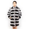 DH IATOYW new real rabbit fur jacket 90cm long thick women winter warm fur coat with stand collar