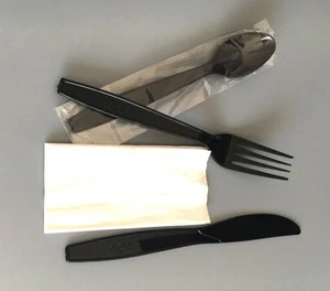 Disposable Plastic fork and spoon catering sets plastic cuterly napkins