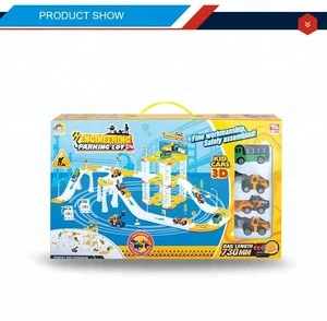 DIY plastic engineering truck car track slot toy for kids
