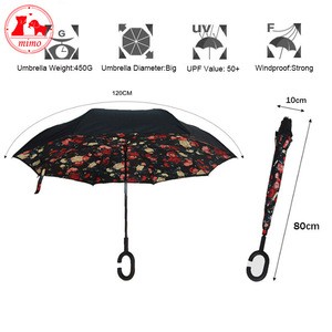 Drop Shipping   Inverted Reverse Umbrella Double Layer Inverted Windproof Sun Rain Car Umbrella as For Women Man  Anti UV
