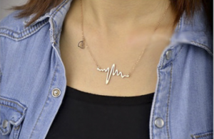 Electrocardiogram pendant necklace,heart shape necklace,women necklace