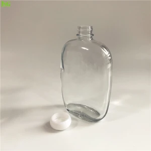 Empty 100ml 250ml Flat Square Flask Clear Glass Ice Wine/Tea/Vodka/Brandy/Beverage Juice Bottle