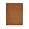 Factory price hot sale brown nubuck genuine leather rfid men slim credit card holder