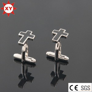 Factory sell cross cufflinks with tie bar for priest