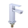 Factory supplier modern bathroom sink tap deck mounted chrome single handle single cold water wash hand zinc square basin faucet