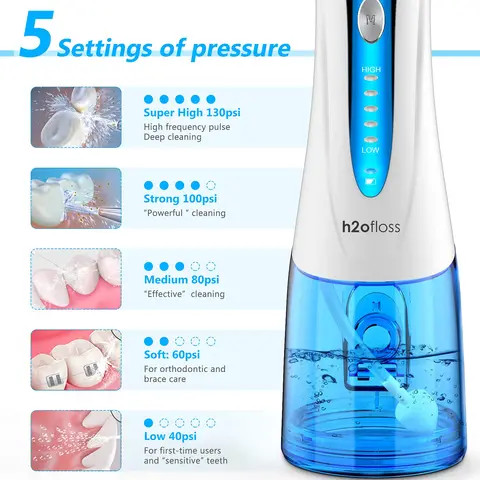 Factory supply 5 modes cordless water jet flosser powerful Electric Dental Flosser Portable Traveling Oral Irrigator