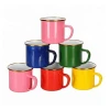 Factory wholesale cheap custom coffee enamel metal camping mug with customized logo printing