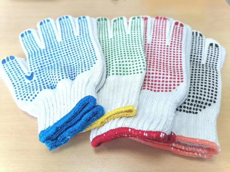 Factory Wholesale Cheap Labor Insurance Machinist Garden Car Repair Glue Gloves Thick Knitted Nylon White Working Gloves