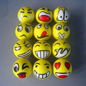Fashion Cheap 6.3cm 7cm 10cm Face Expression Emoji Stress Cute PU Squeeze Balls Smiley Toy Ball