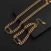 Fashion Female Jewelry Curb Cuban Mens Women Necklace Chain Gold Color Black Stone Stainless Steel Necklaces for Men