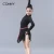 Import Fashion Girls Black Lace Long Sleeves Dress with Fringed Hem Latin Dance Wear Training+Dancewear from China