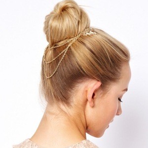 Fashion hair Jewelry gold color hairbrush , leaf chains hair accessory for women