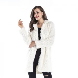Faux Fur Coat Women Winter Thick Warm Fluffy Long Coats Lapel Shaggy Jackets Overcoat Outwear YY10304