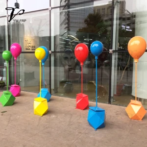 Fiberglass Coloured Lollipop Statue Candy Balloon Sculpture For Shopping Mall Or Amusement Park Decoration