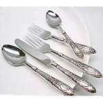 Flatware Set of 5 Pieces Antique Nickel With Branch Design Handles