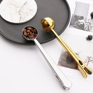 Food Storage Measuring Accessories with Sealing Clip Gold for Home Bar Sugar Tea Flour Long Handled Coffee Scoop  Bag Clip