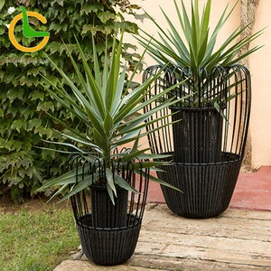 Foshan wholesale high quality cheap modern aluminum plastic wicker outdoor garden flower pot