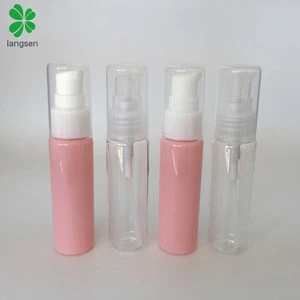 Free sample 30ml 1oz PET lotion pump bottle, treatment cream lotion dispenser bottle pink color with private label LOGO printing
