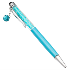 Free Shipping Cute Crystal Pen Diamond Ballpoint Pens Stationery Ballpen 2 In 1 Crystal Stylus Pen Touch Pen 100pcs/lot