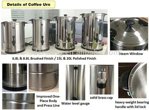Fully Automatic Machines Stainless Steel Coffee Machine Commercial Percolator Coffee Maker 40 cup