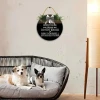Funny Round Welcome Wooden Sign Rustic Pet Dog Front Door Wreath Home Decor Farmhouse Courtyard Decorations Gift 12 inch