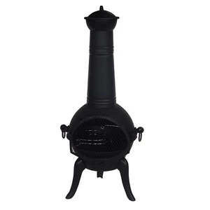 Garden classical charcoal iron chimeneas with steel flue