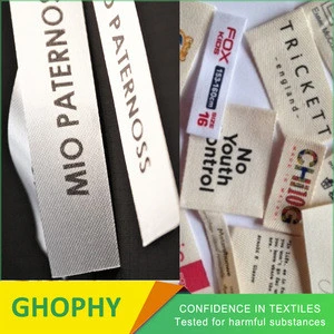 garment labels and tags 100% polyester fabric woven labels for clothing
