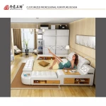 Genuine Leather Bed Frame Soft Beds Massager Storage Safe Speaker LED Light Bedroom furniture cama muebles de dormitorio/Camas