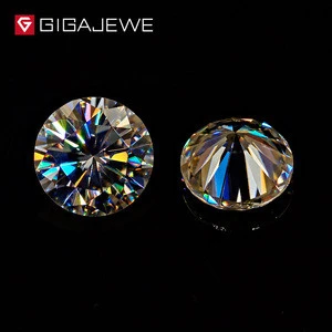 GIGAJEWE Yellowish Color 5mm 6mm 7mm 8.0mm Moissanite diamonds loose VVS Excellent cut SIC loose gemstone for jewelry price