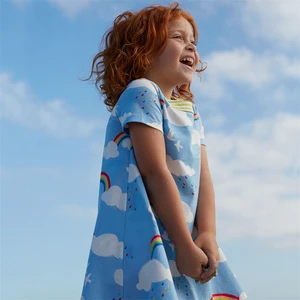 Girls Dresses Western Designs Baby Girls Clothing Dress Rainbow Printed Short Sleeve Summer Dress