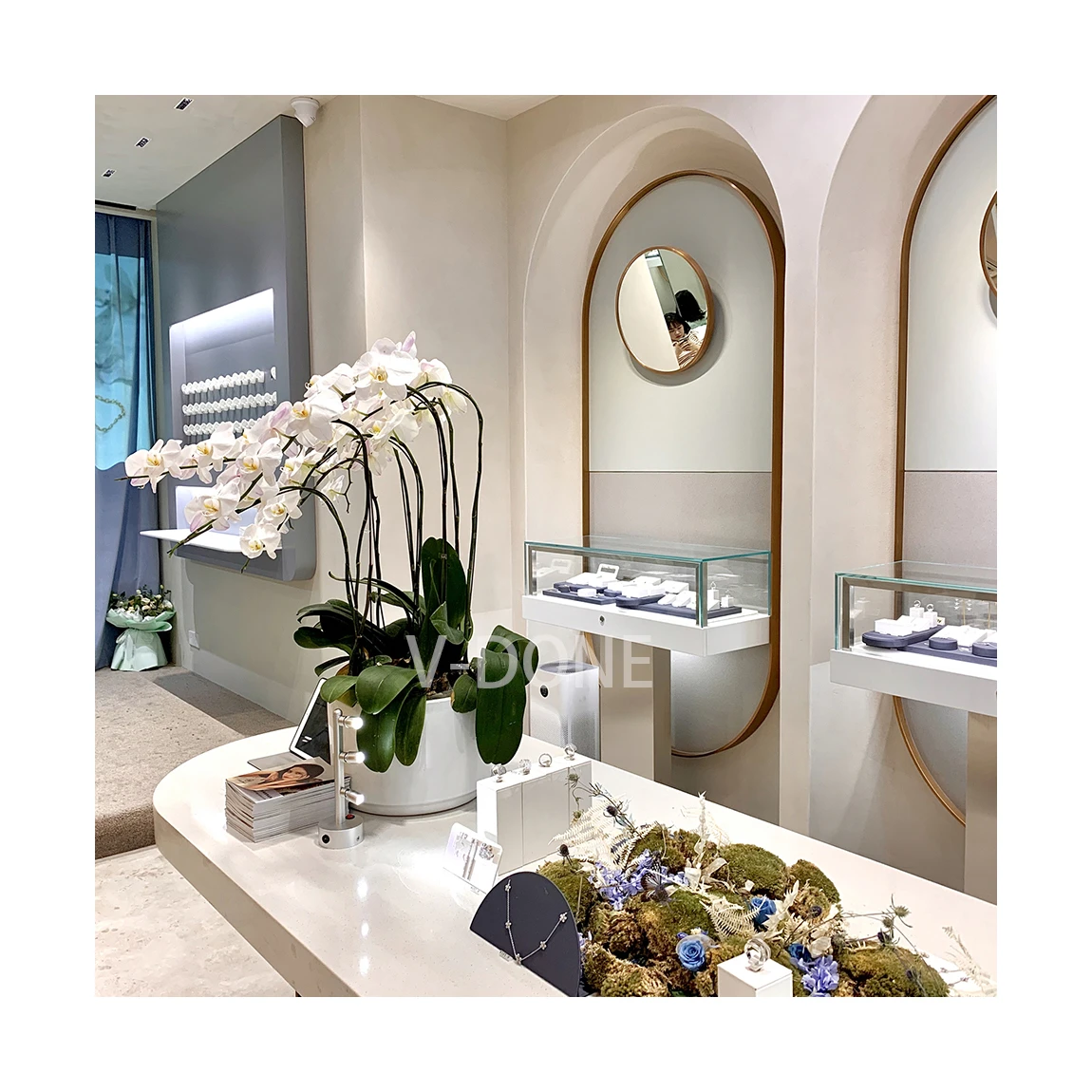 Glass jewelry display cabinet jewelry shop showcase display counter wood furniture design