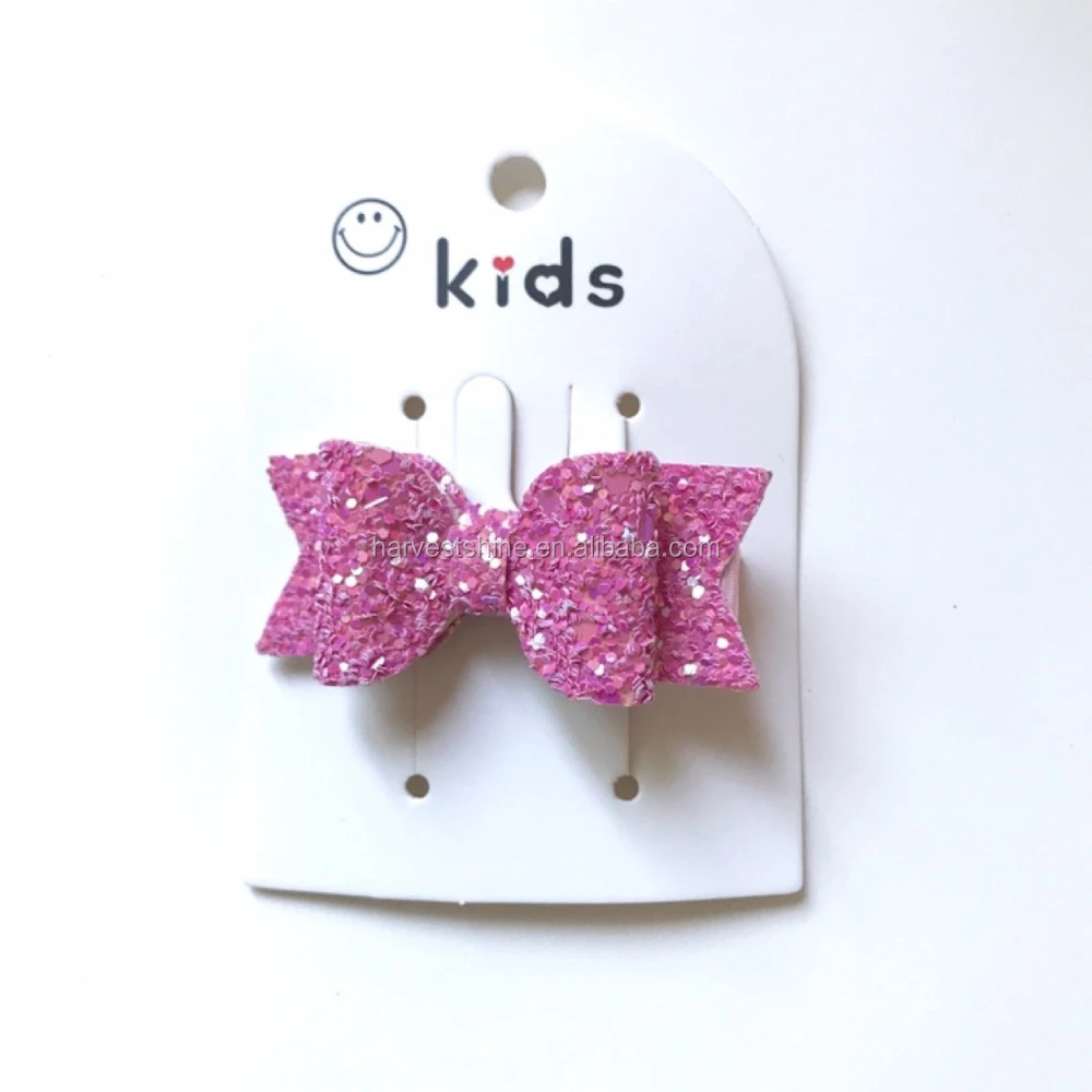 Glitter Hair Bow Clips for Kids,Soft Leather Bow Hairgrips for Baby