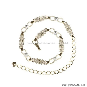 Gold and Silver Rhinestone Crystal Waist Hip Chain Metal Belts