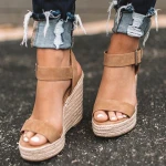 Good Quality Pu Surface Sling Back Female Women Sandals High Heels Sandals