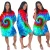 Import H1203 Plus Size Short sleeve Round collar tie dye printing Casual Women T shirt Dress from China
