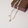 Haiyang dainty pearl necklace evil eye natural stone necklaces gemstone with blue turquoise jewelry