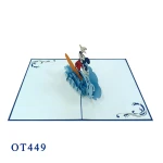 Happy Birthday Mickey skiing handmade paper craft 3d pop up greeting card