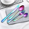 high-end cutlery set Black gold-plated stainless steel cutlery creative color western steak cutlery 4Pcs flatware