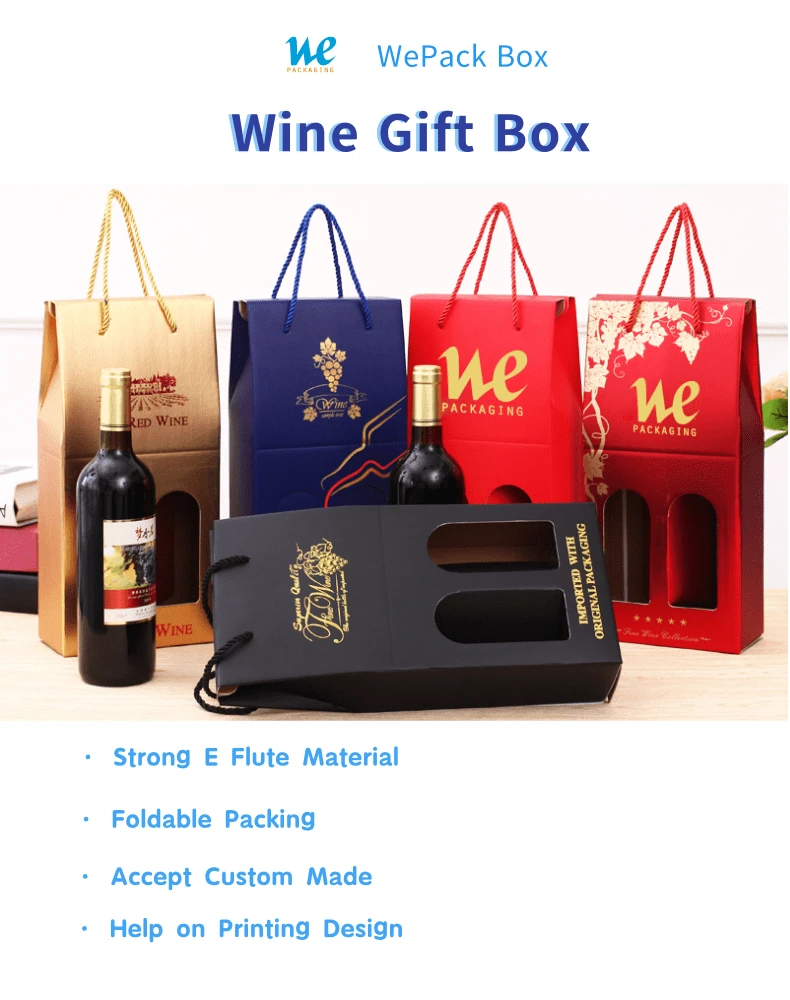 High-end Design Red High Quality Kraft Paper Box Wine Bottle Shipping Boxes With Insert