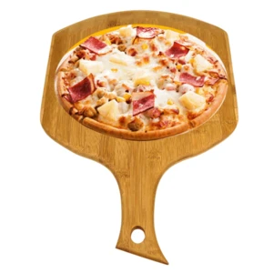 High-grade 100% natural bamboo multifunctional pizza peel square pizza paddle cutting board hot selling wood pizza tray 12 &quot;